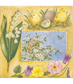 SERVIETTE POUSSINS ET MUGUET
