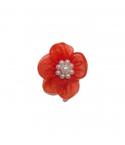 FLEUR EN TULLE - ROUGE 3 CM