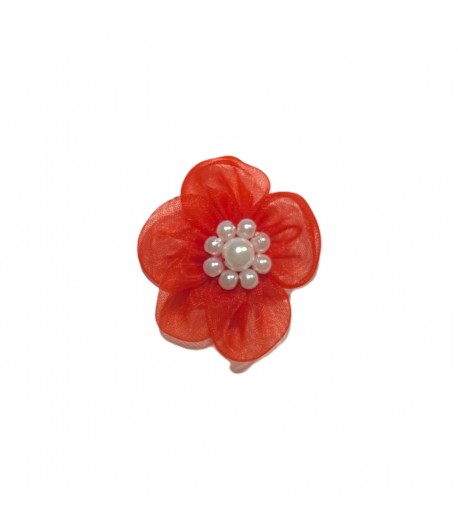 FLEUR EN TULLE - ROUGE 3 CM