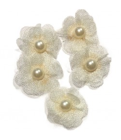 5 FLEURS EN TULLE - ECRU - 3.5CM
