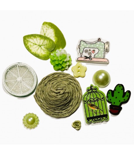 LOT ACCESSOIRES ATILOLOU TONS VERTS