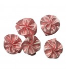 5 FLEURS EN TISSU - ROSE POIS BLANC 3.5CM