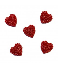 COEURS FLEURIS EN PLASTIQUE 1.1 CM - ROUGE X5