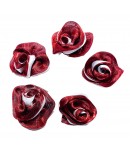 5 FLEURS EN TISSU - ROUGE ET BLANC 4X3.5CM
