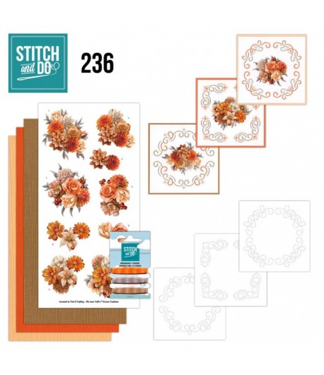 KIT 3D A BRODER ORANGE FLORAL - STITCH AND DO - STDO236