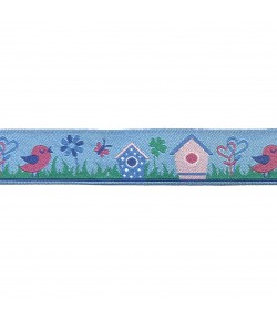 RUBAN BLEU OISEAUX 1.6CMX1M