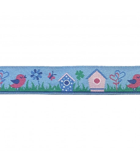 RUBAN BLEU OISEAUX 1.6CMX1M