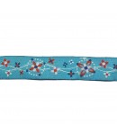 RUBAN TURQUOISE FLEURS 1.6CMX1M