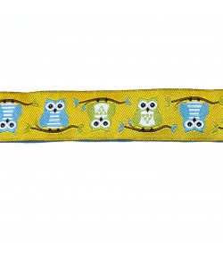 RUBAN JAUNE CHOUETTES 1.6CMX1M