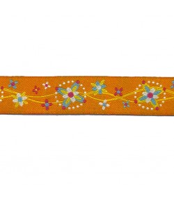 RUBAN ORANGE FLEURS 1.6CMX1M