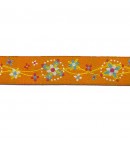 RUBAN ORANGE FLEURS 1.6CMX1M