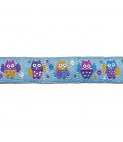 RUBAN BLEU CHOUETTES 1.5CMX1M