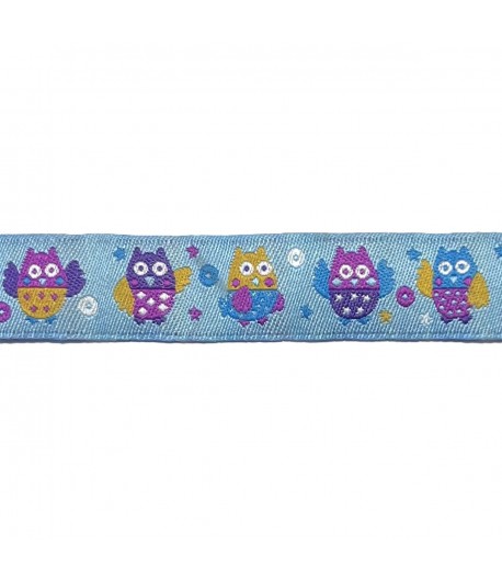 RUBAN BLEU CHOUETTES 1.5CMX1M