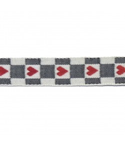 RUBAN GRIS COEURS 1.6CMX1M