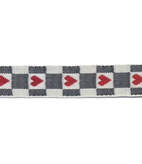 RUBAN GRIS COEURS 1.6CMX1M