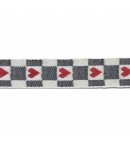RUBAN GRIS COEURS 1.6CMX1M
