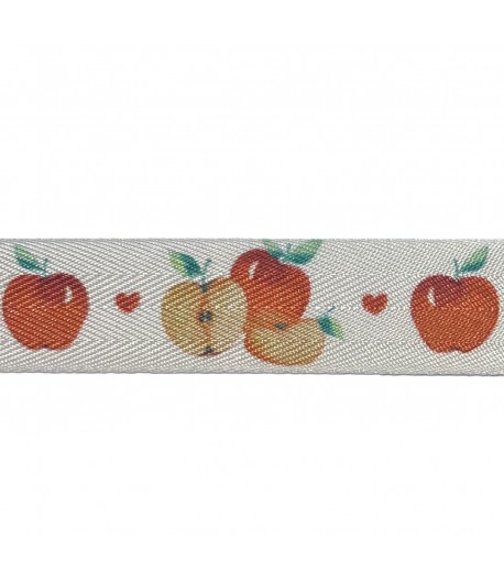 RUBAN ECRU POMMES 2CM  - 1 M