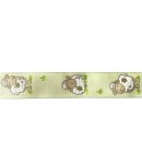RUBAN VERT PETITS MOUTONS 2.5CMX1M
