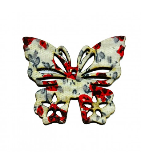 PAPILLON EN BOIS FLEURI 4.8X4.2CM