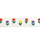 RUBAN BLANC FLEURS 2.2CM  - 1 METRE