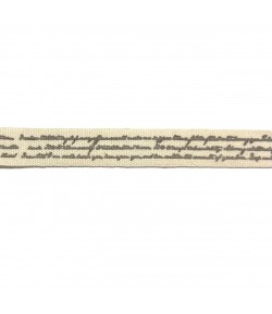 RUBAN ECRU TEXTES 1CM - 1M