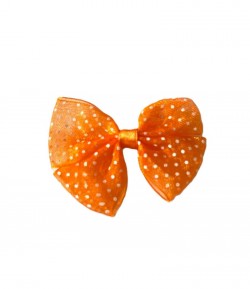 NOEUD VOILE ORANGE A POIS 5X4.5CM