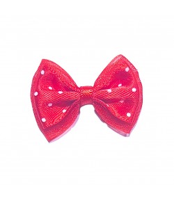 NOEUD VOILE ET TISSU ROUGE A POIS 3.2X2.5CM