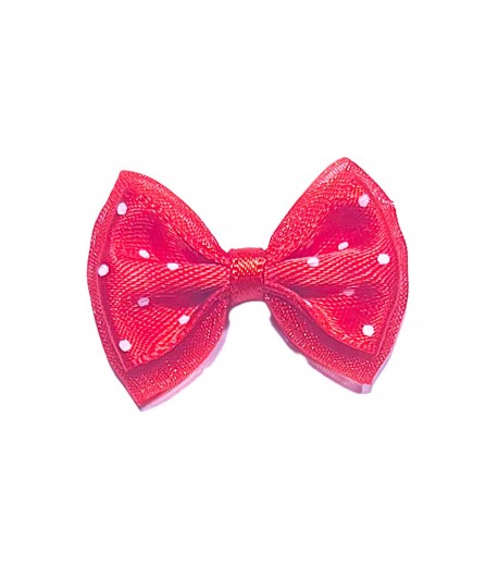 NOEUD VOILE ET TISSU ROUGE A POIS 3.2X2.5CM