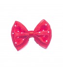 NOEUD VOILE ET TISSU ROUGE A POIS 3.2X2.5CM