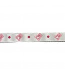 RUBAN BLANC OURSON ROSE 1CM - 1 METRE