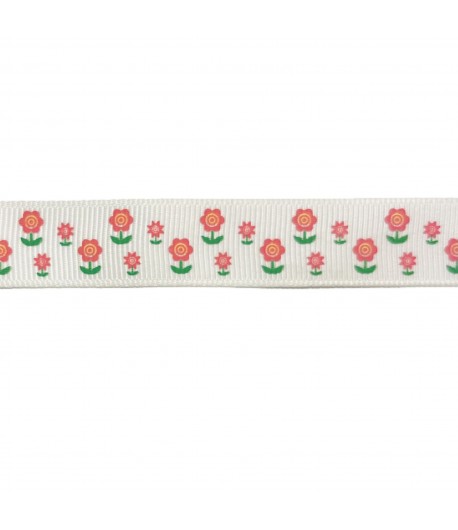 RUBAN BLANC FLEURETTES 1.6CM - 1 METRE