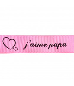 RUBAN ROSE  J AIME PAPA 2.5CM X 1M