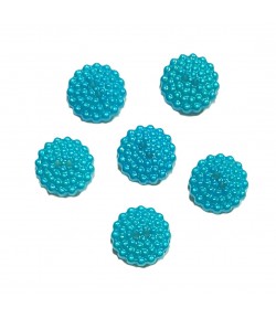LOT 6 BOUTONS FLEUR TURQUOISE 1.3CM