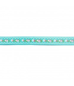 RUBAN TURQUOISE PETITES FLEURS CM - 1 METRE