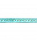 RUBAN TURQUOISE PETITES FLEURS CM - 1 METRE