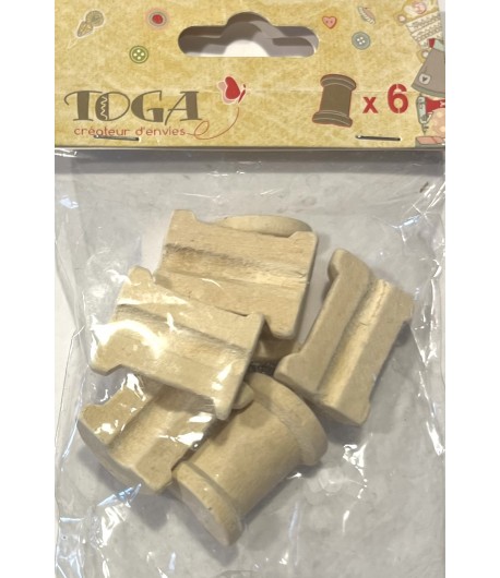 DEMI BOBINES EN BOIS X 6