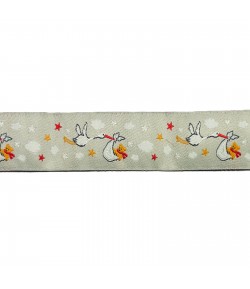 RUBAN CICOGNES BEIGE 25MM - 1 M