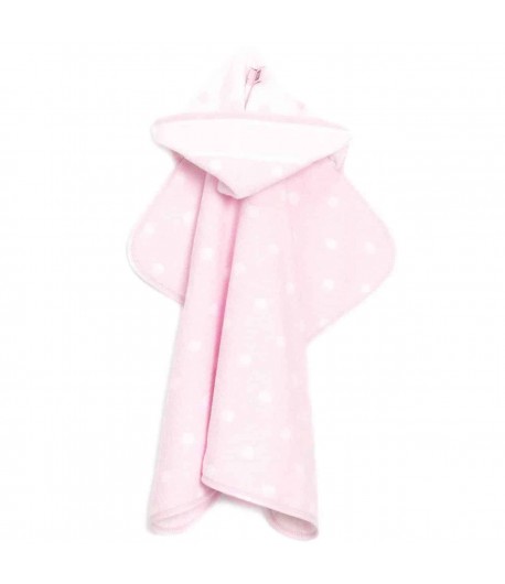 CAPE DE BAIN A BRODER ROSE A POIS 70X85CM