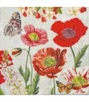 SERVIETTE COQUELICOTS ET PAPILLONS