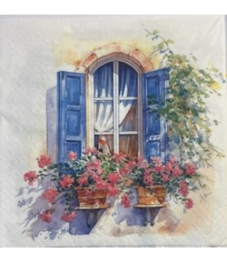 SERVIETTE FENETRES FLEURIES
