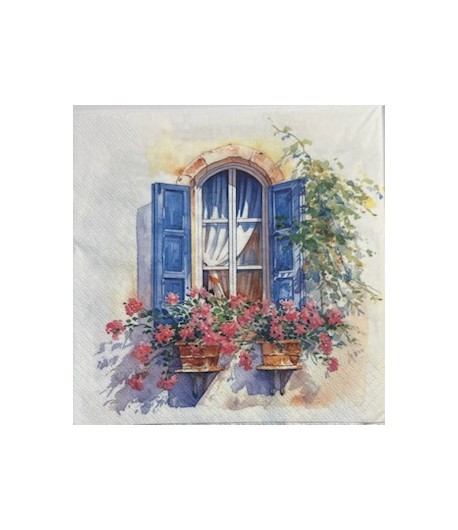 SERVIETTE FENTRES FLEURIES