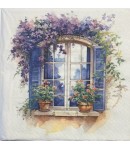 SERVIETTE FENTRES FLEURIES