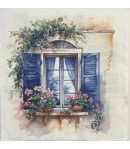 SERVIETTE FENTRES FLEURIES