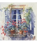 SERVIETTE FENTRES FLEURIES