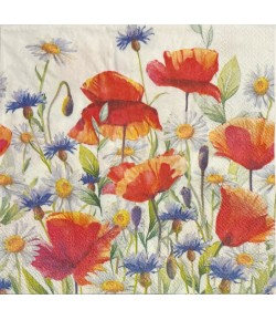 SERVIETTE COQUELICOTS ET BLEUETS