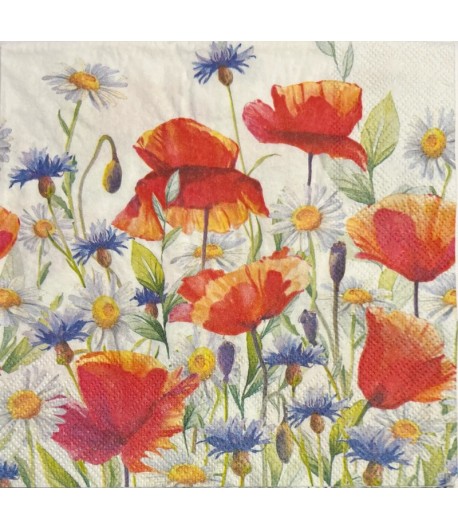 SERVIETTE COQUELICOTS ET BLEUETS