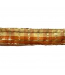 RUBAN CARREAUX ORANGE/OR 2.5CM - 1 METRE