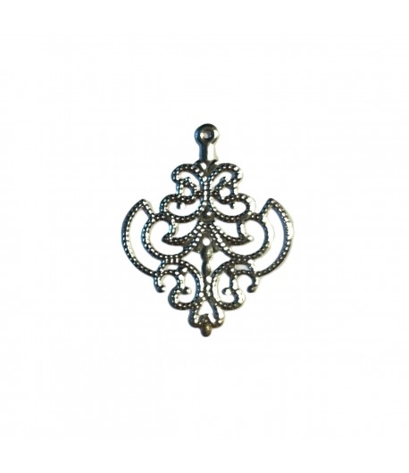 PENDENTIF AJOURE EN METAL - ARGENT 3X3.8CM