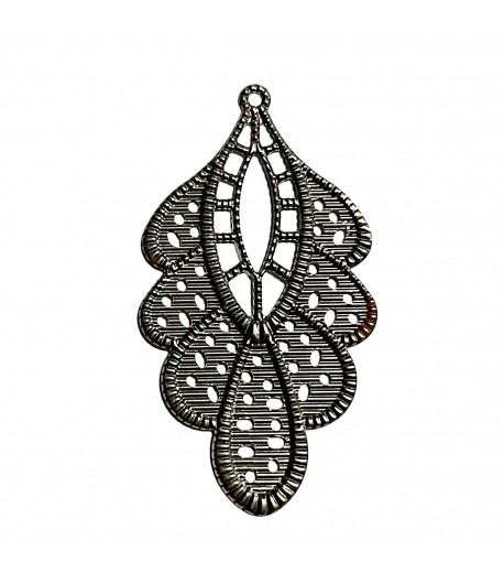 PENDENTIF AJOURE EN METAL - ARGENT ANTIQUE 4.1X7.7CM