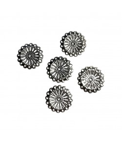 RONDS EN METAL AJOURE ARGENT ANTIQUE X5 - 2.5CM